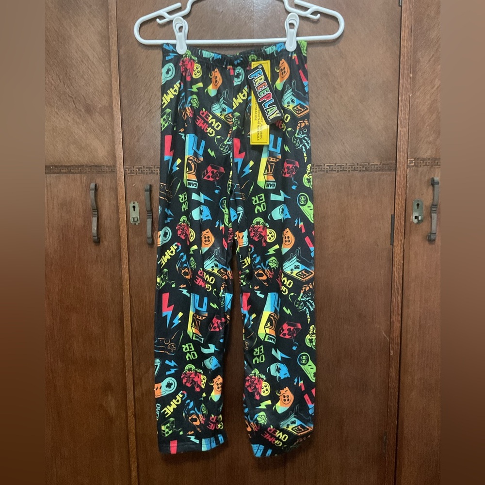 Freeplay Gaming Pajama Pants, Multicolor Pull-On Elastic Waist -New Size 10/12
